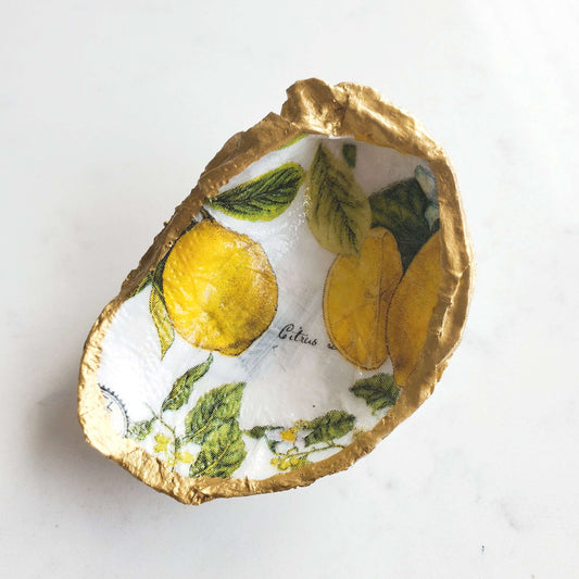 Lemon Oyster Shell Jewelry Dish